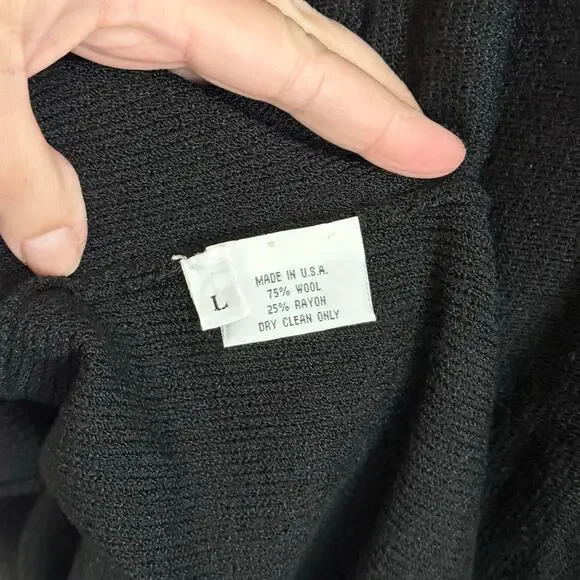 Vintage Steve 80s Fabrikant Wool Sweater Dress Large Black Colorful Retro Unique - Picture 9 of 9